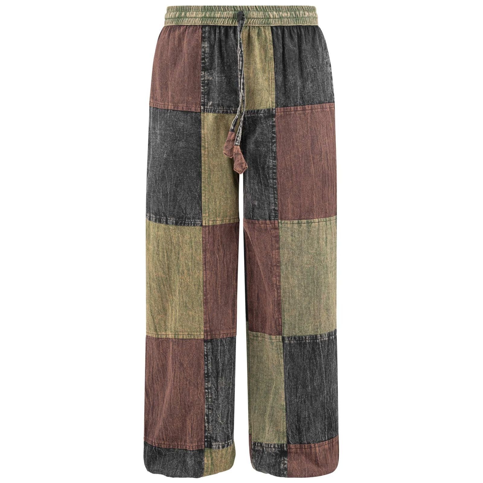 KUNST UND MAGIE Homewearhose Patch Pluderhose Freizeit Hose Stonewash Unisex Hippie Goa Nachhaltig