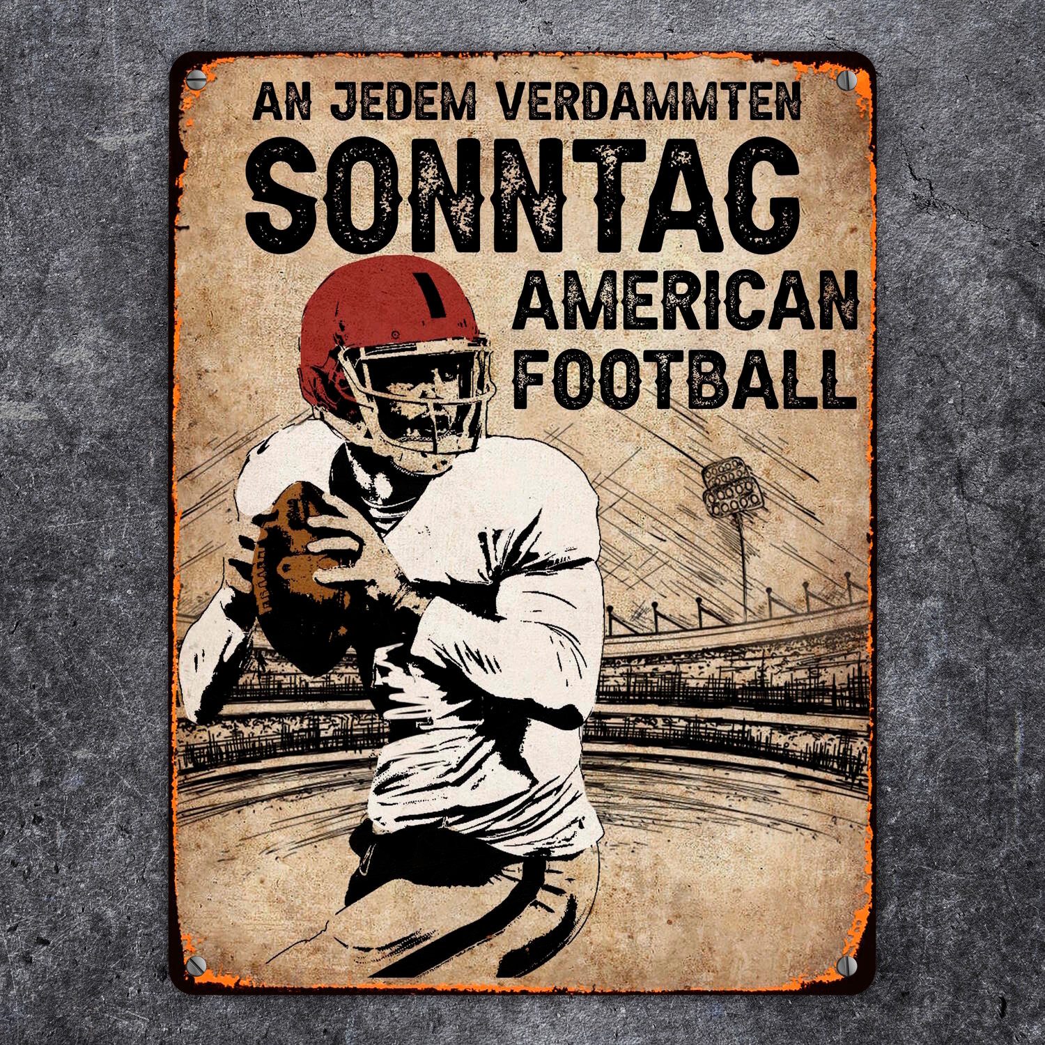 speecheese Metallschild American Football Metallschild XL in 21x28 cm für echte Footballfans