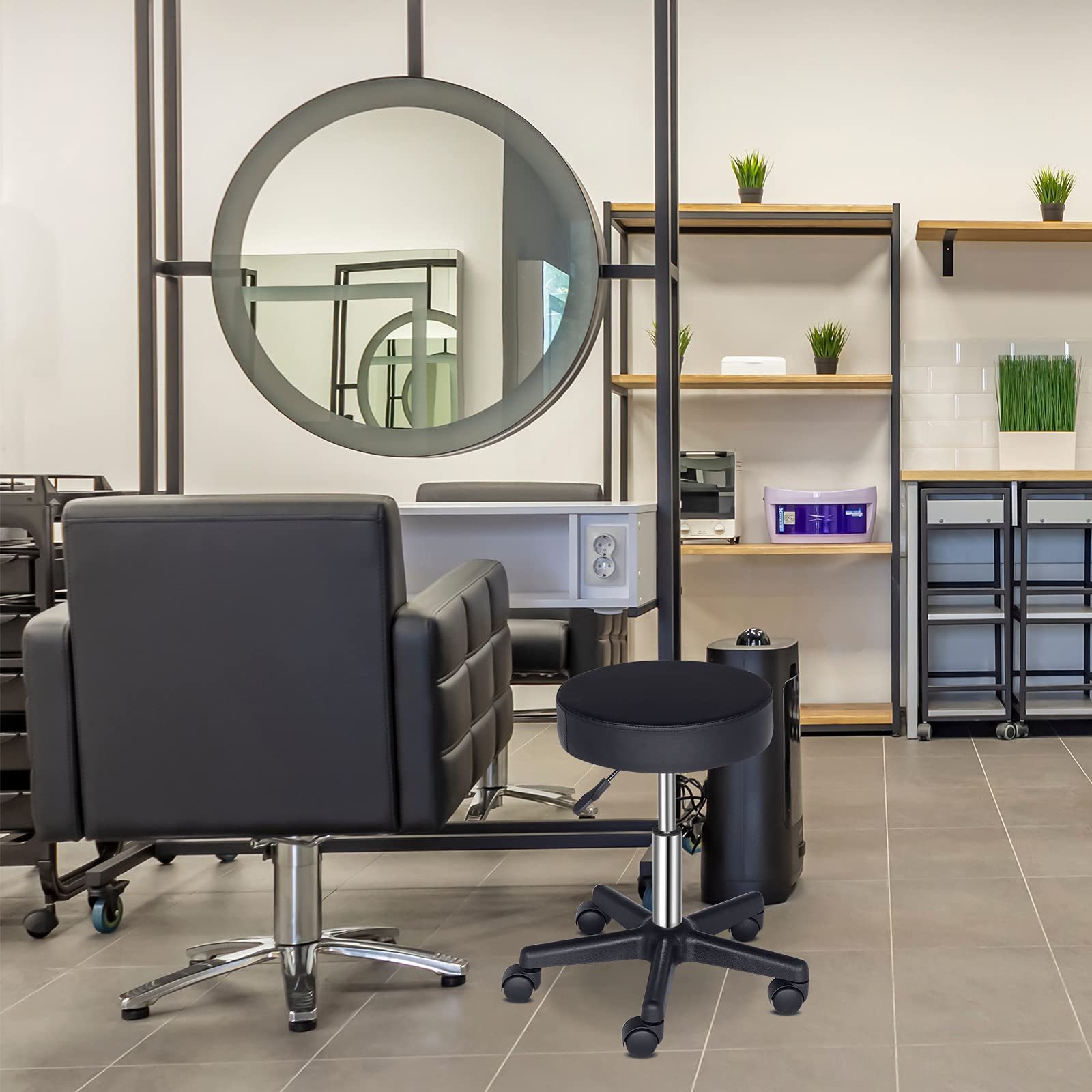 VINGLI Drehhocker Rollhocker höhenverstellbar, Bürohocker, Arbeitshocker günstig online kaufen