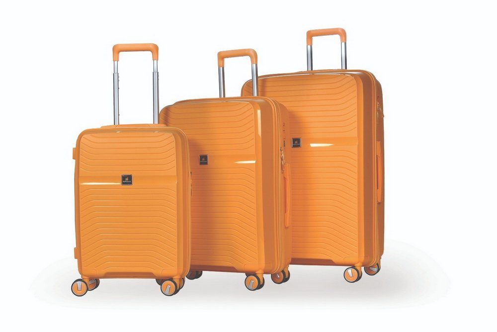 Hoffmanns Kofferset 3-tlg. Koffer-Set POLYPROPYLENE Modell: DAISY, leise Doppelrollen Teleskopgriff orange