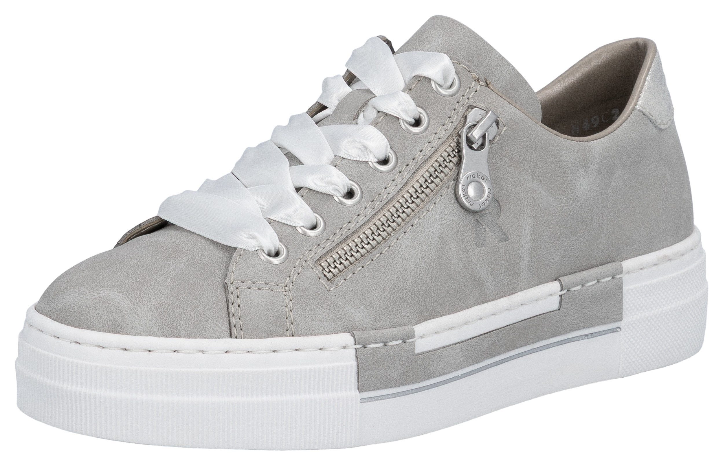 Rieker Plateausneaker mit Zier-Reißverschluss, Freizeitschuh, Halbschuh, Schnürschuh