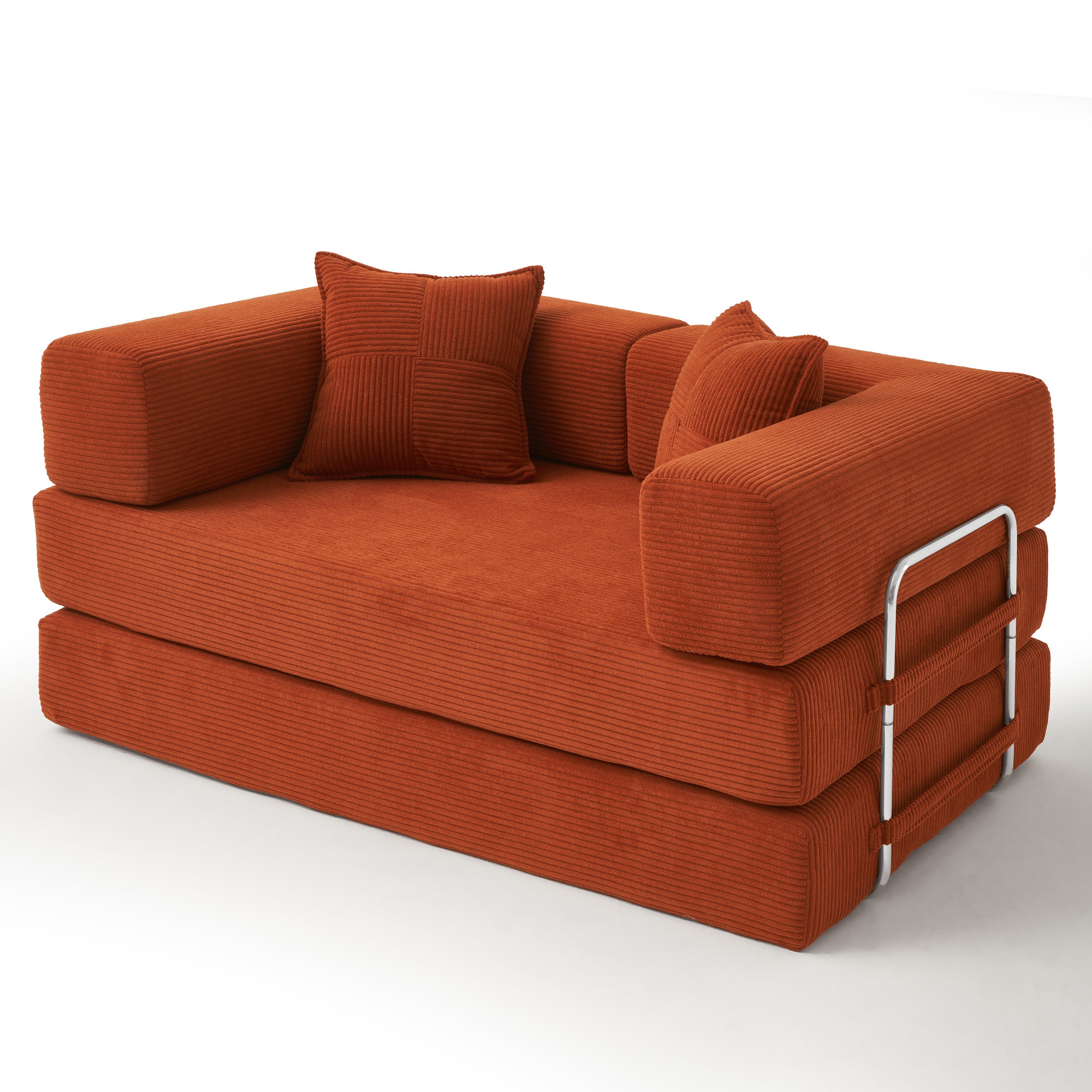 Vipbear Sofa 5-in-1 Wandelsofa aus Cord, Modulares Bodensofa, 1 Teile, montagefrei, Orange