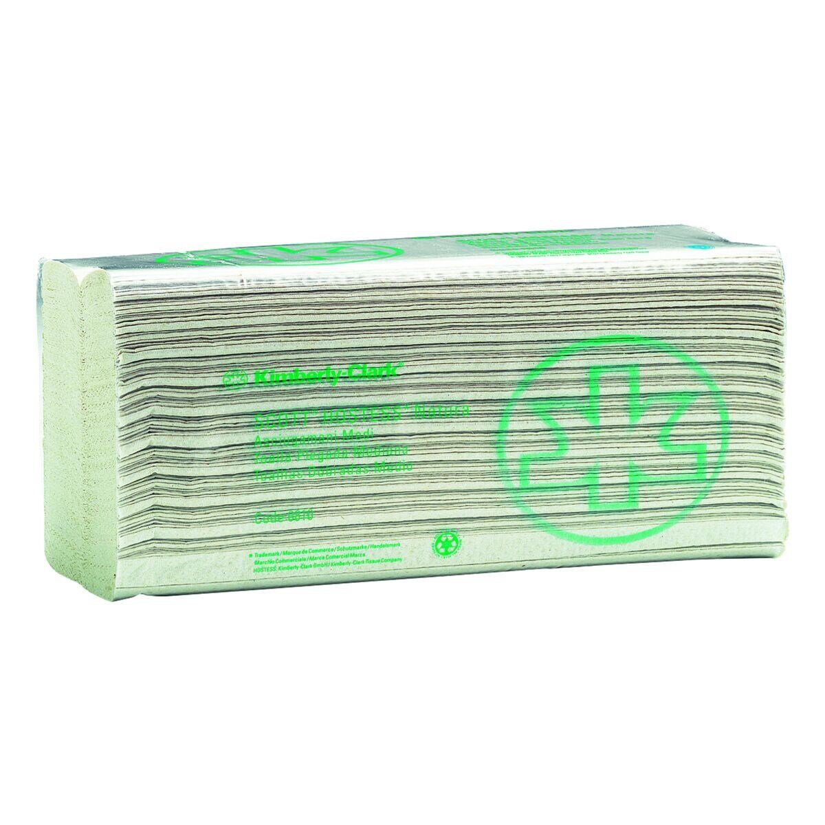 KIMBERLY-CLARK Papierhandtuch Hostess Natura, 2-lagig, 25x50 cm, C-Falz, Tissue, naturweiß, 1680 Blatt