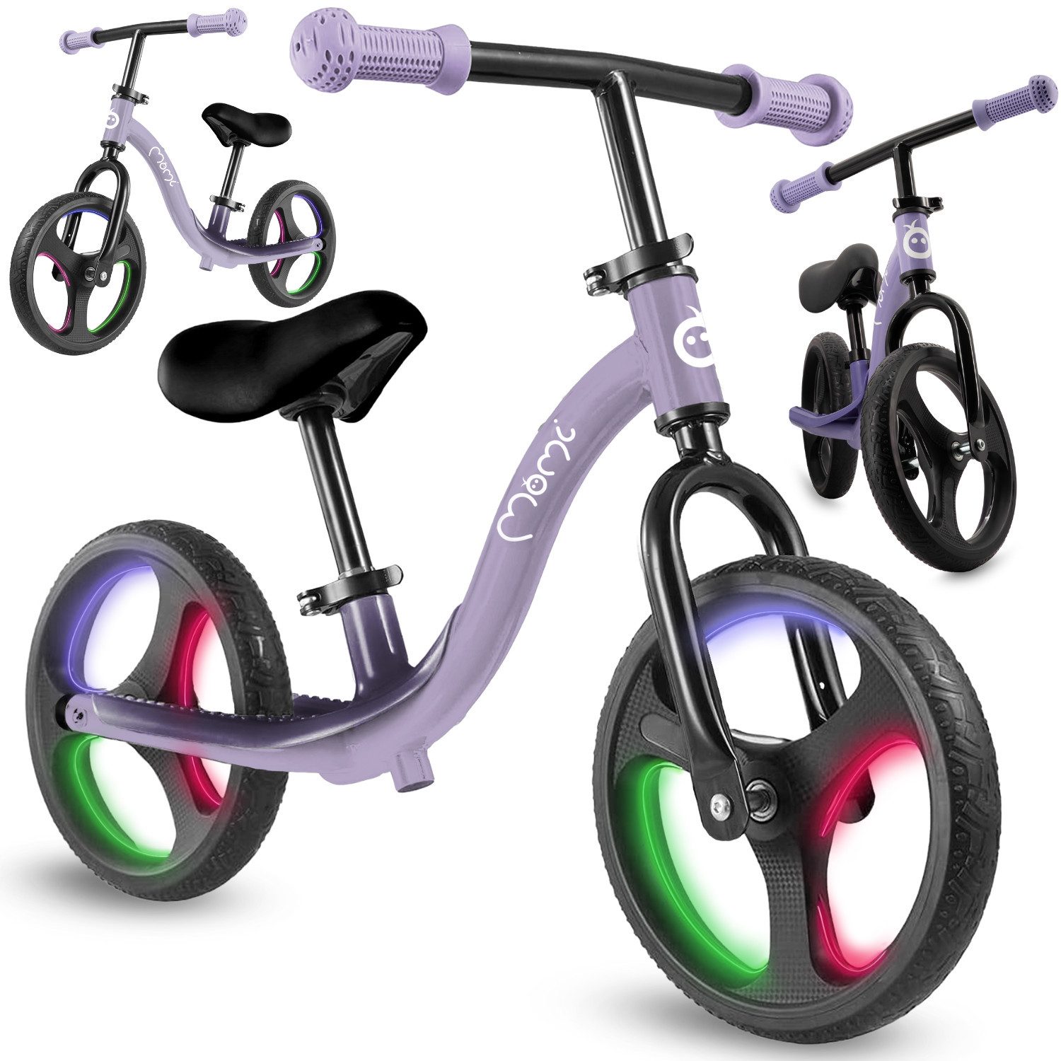 MoMi Laufrad Isoka 10 Zoll, Mit LED-Leuchträdern & Dynamo, bis 35 kg