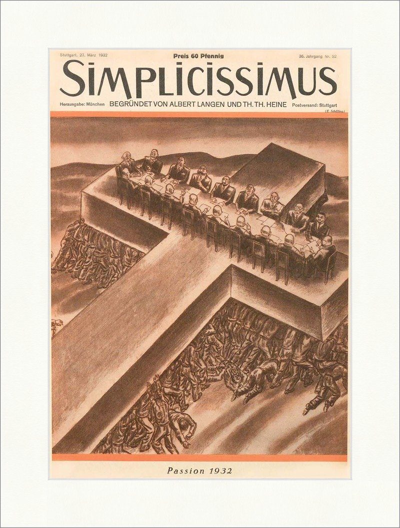 Kunstdruck Titelseite der Nummer 52 von 1932 Erich Schilling Passion Simplicissim, (1 St)