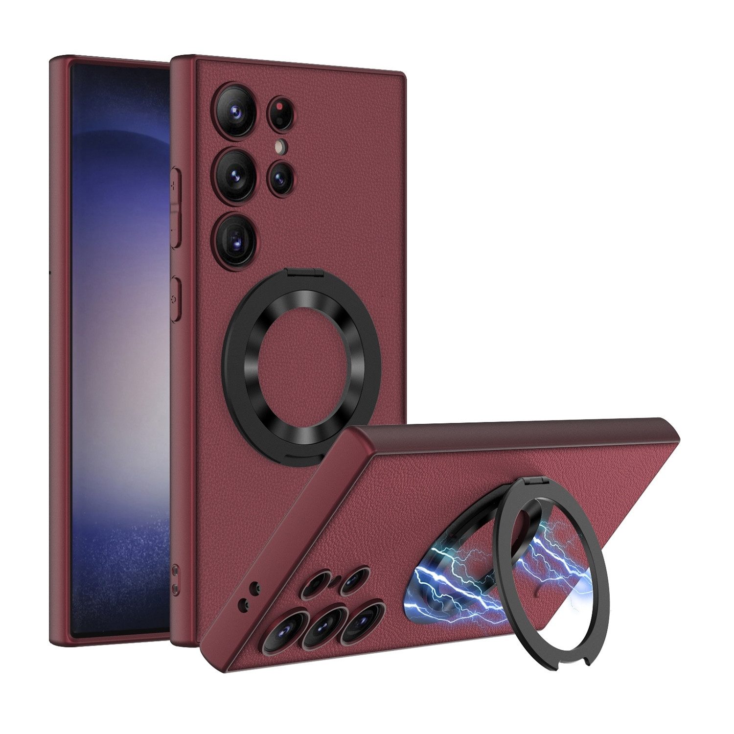 Wigento Handyhülle Für Samsung Galaxy S24 Ultra GKK Skin Feel MagSafe Magnet Ring Hülle