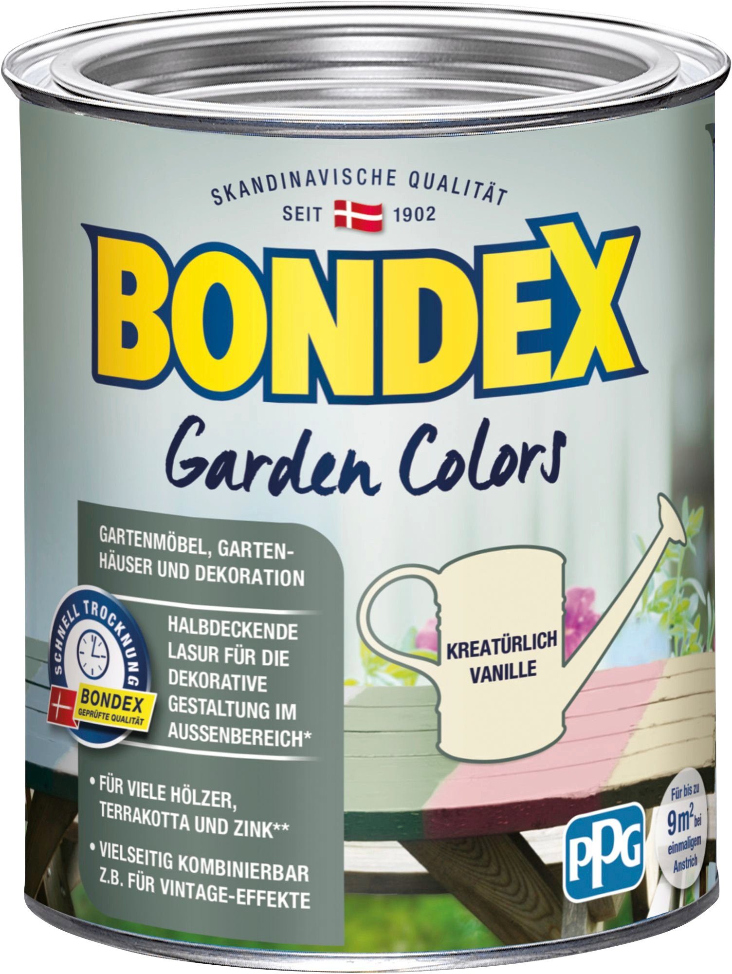 Bondex Wetterschutzfarbe GARDEN COLORS, Behagliches Grün, 0,75 Liter Inhalt Kreatürlich Vanille