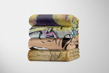 Sinus Art Handtücher Handtuch Strandhandtuch Saunatuch Kuscheldecke mit Fotomotiv Pop Art Comic Supe, Baumwolle-Polyester-Mix (1-St), Handtuch