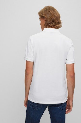 BOSS ORANGE Poloshirt Prime 01 Logoschriftzug dezentem auf der mit 10203439 weiß Brust