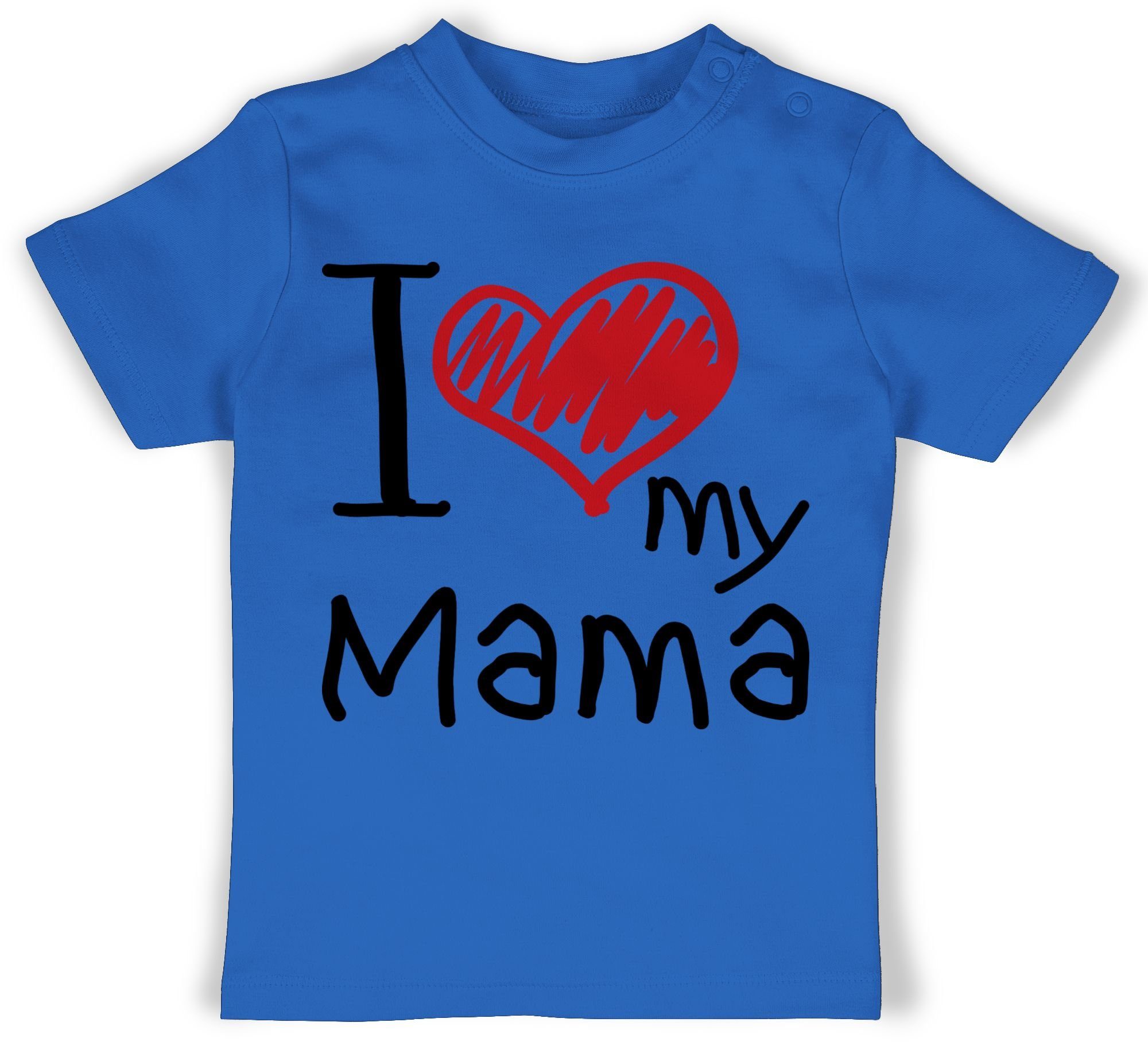 1 love I T-Shirt schwarz Muttertagsgeschenk Shirtracer Royalblau Mama my