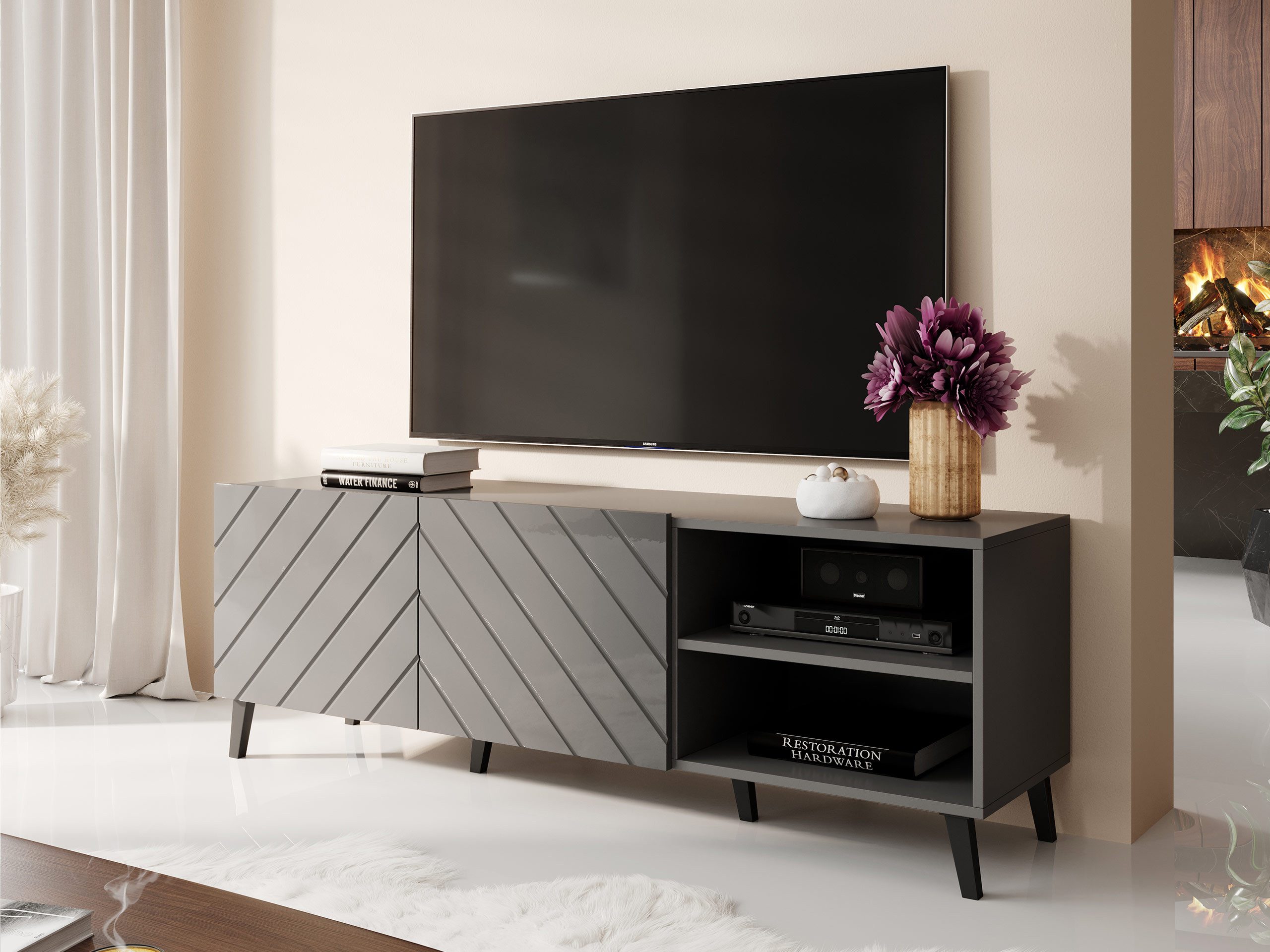 MIRJAN24 TV-Schrank Abeto 150 TV-Tisch mit 2 Türen, Wohnzimmer TV-Kommode