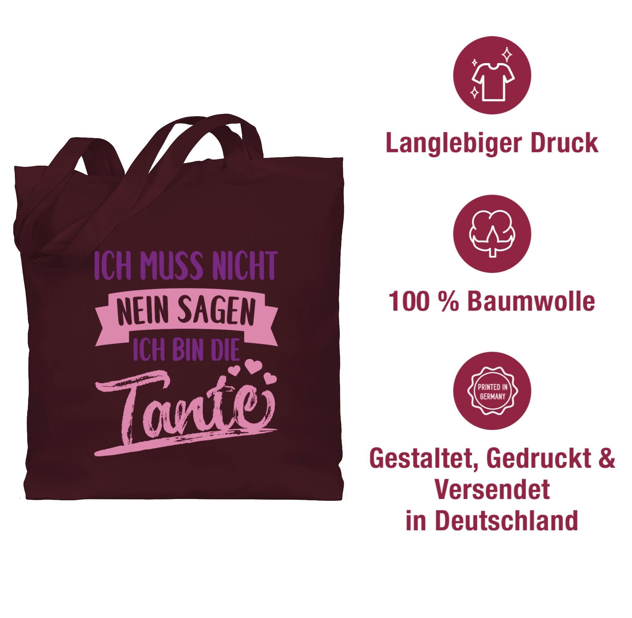 Tante- Bordeauxrot Geschenk Ich Schwester nein Shirtracer Tante bin 3 und lila, Umhängetasche rosa muss die ich nicht / sagen