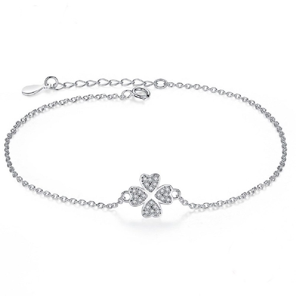PANDACHARMS Silberarmband Armkettchen Kleeblatt, 925 Silber mit Zirkonia, L günstig online kaufen