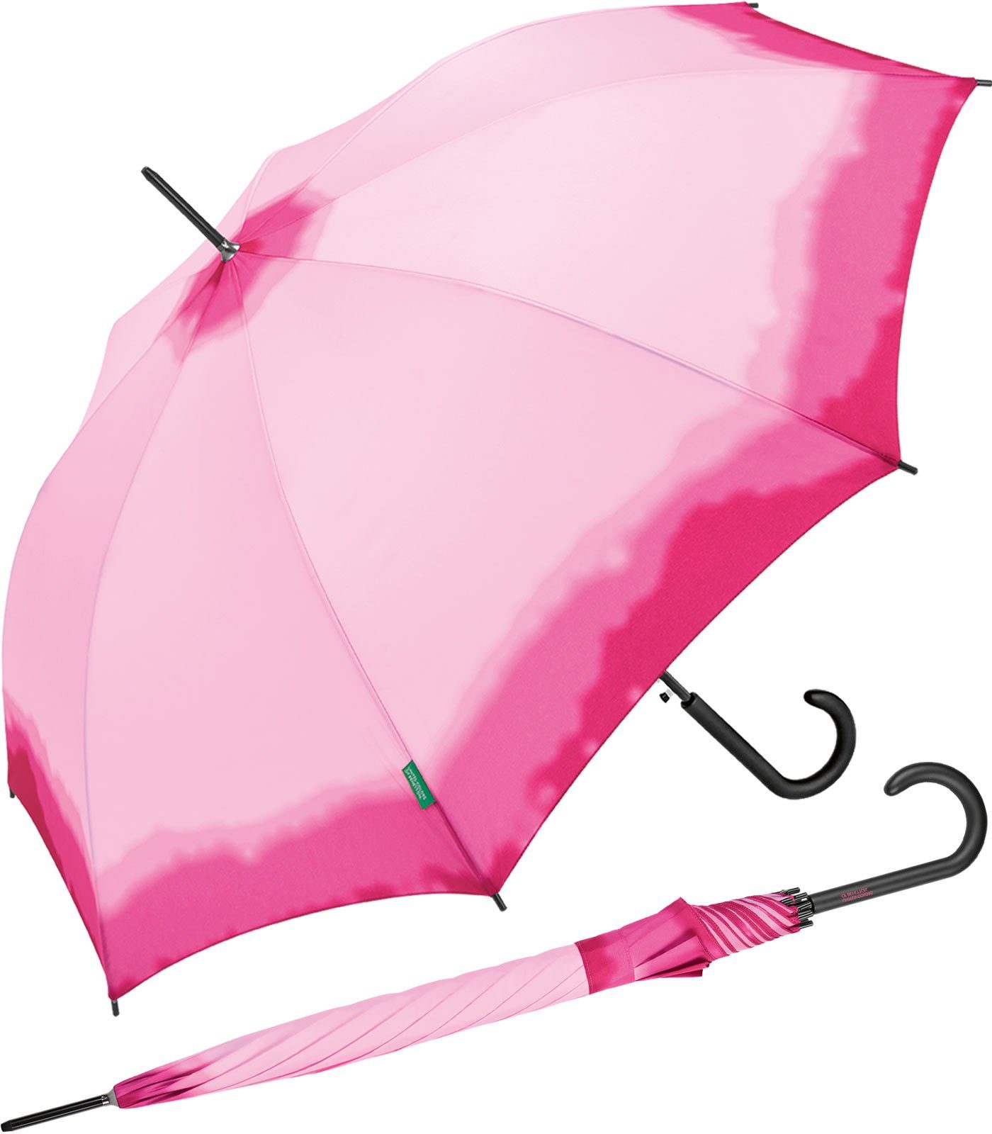 mit United mit fuchsia, of - Benetton pink Farbverlauf-Muster Colors Auf-Automatik AC farbigen Long Dye Langregenschirm modernem, Dip