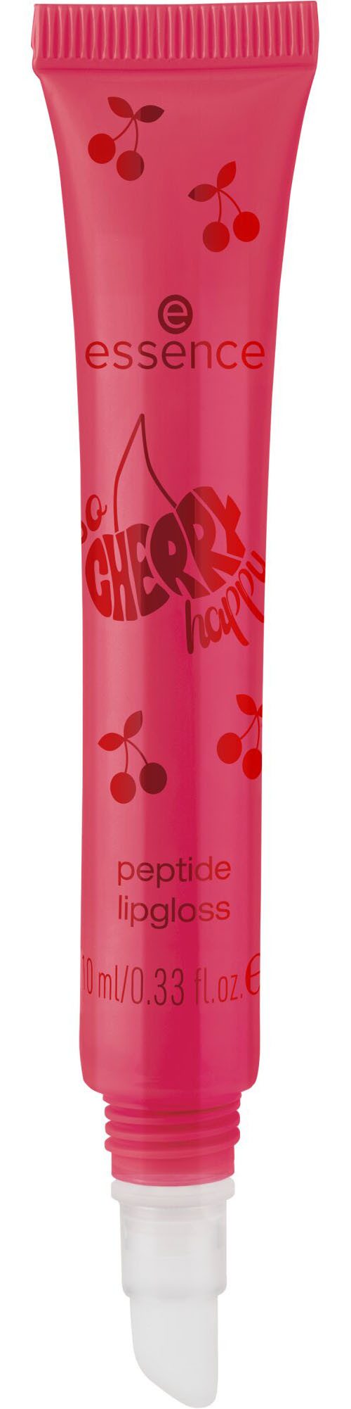 Essence Lipgloss SO CHERRY happy peptide lipgloss, Pflegender Peptide-Lipgloss, abgeschrägter Aplikator, Ultraglanz.