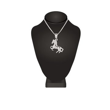 schmuck23 Kette mit Anhänger Halskette Pferd Pony 925 Silber, Reiten Kinder Damen Mädchen Geschenk Kinderschmuck