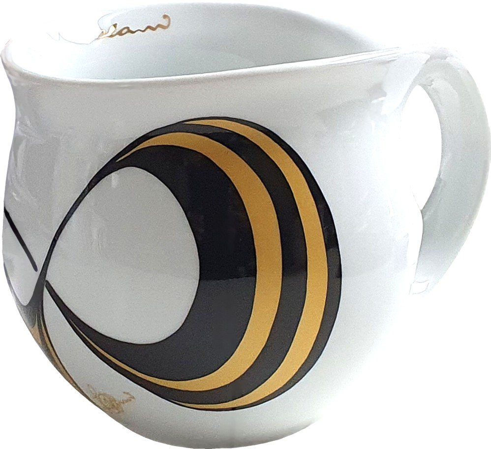 Colani Tasse Colani Kaffeebecher XXL Jumbotasse Capriole gold black 550ml, Porzellan, Spülmaschinenfest