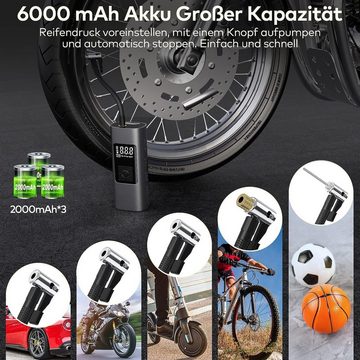 Dedom Akku-Luftpumpe Elektrische Luftpumpe, 6000mAh Akku Kompressor, Fahrradpumpe Elektrisch, mit SOS-LED