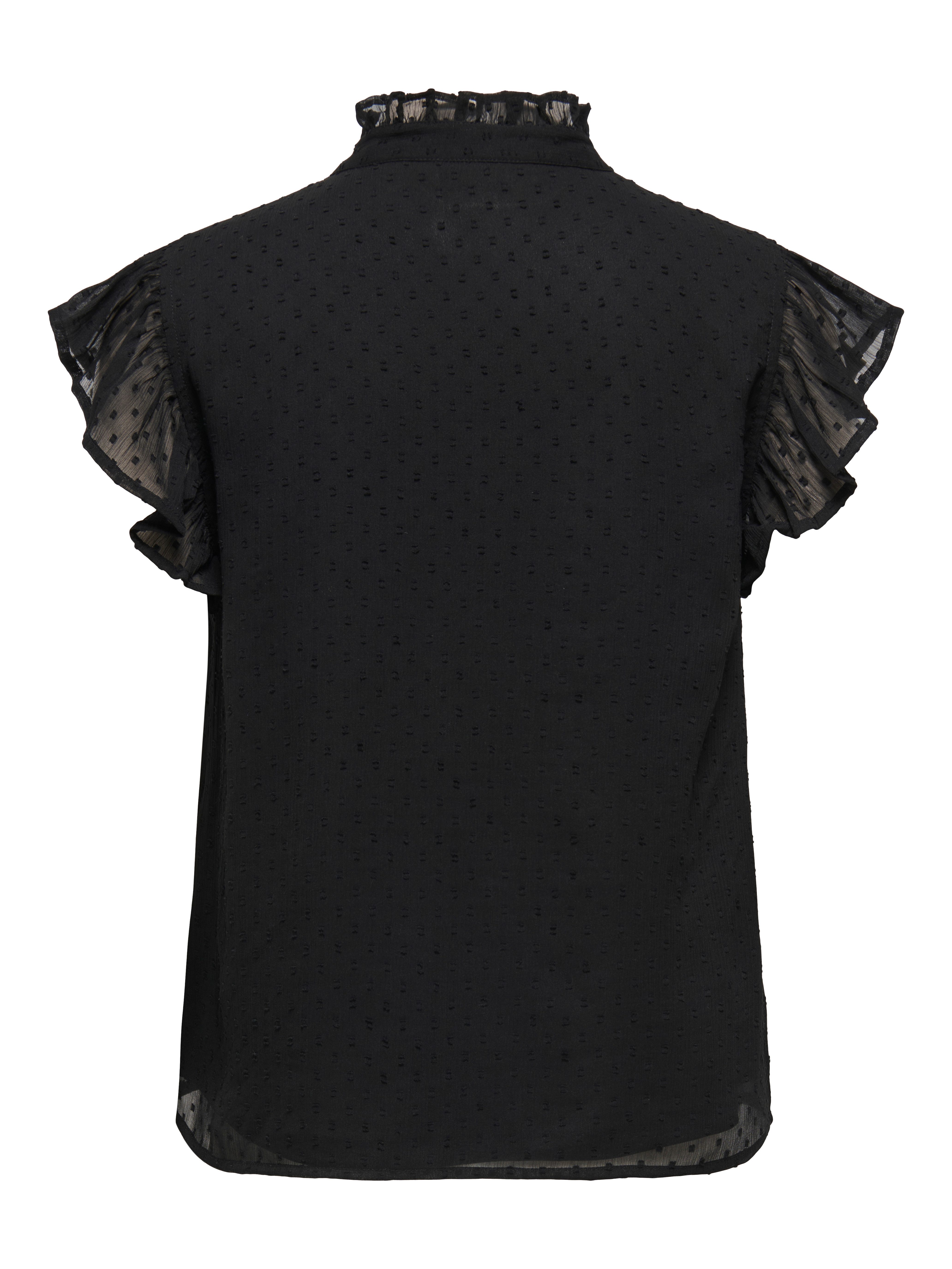 ONLY Spitzenbluse ONLLANDAU DOBBY FRILL V-NECK TOP WVN Kunstfaser
