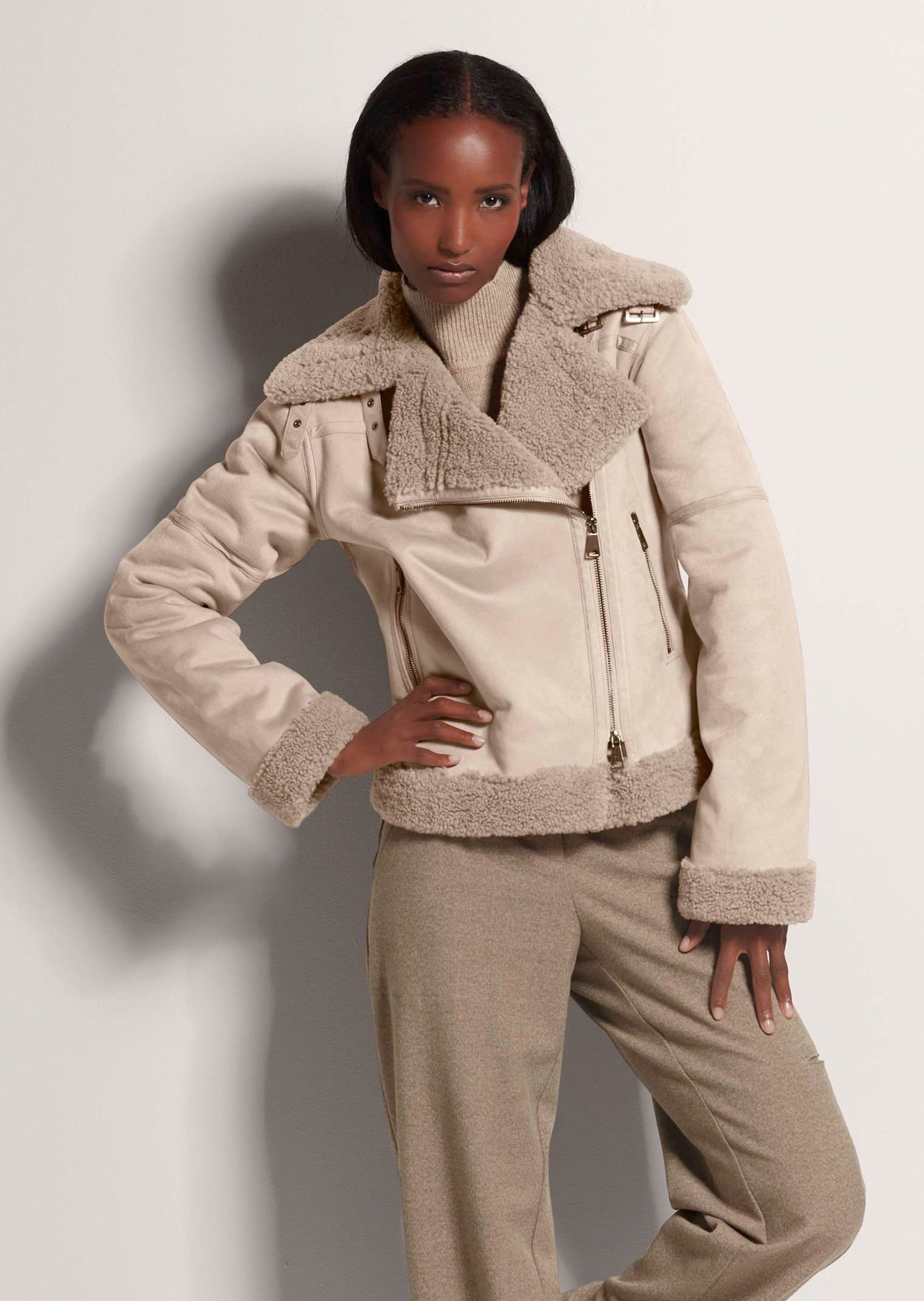 MADELEINE Outdoorjacke Biker-Jacke in Lammfell-Optik günstig online kaufen