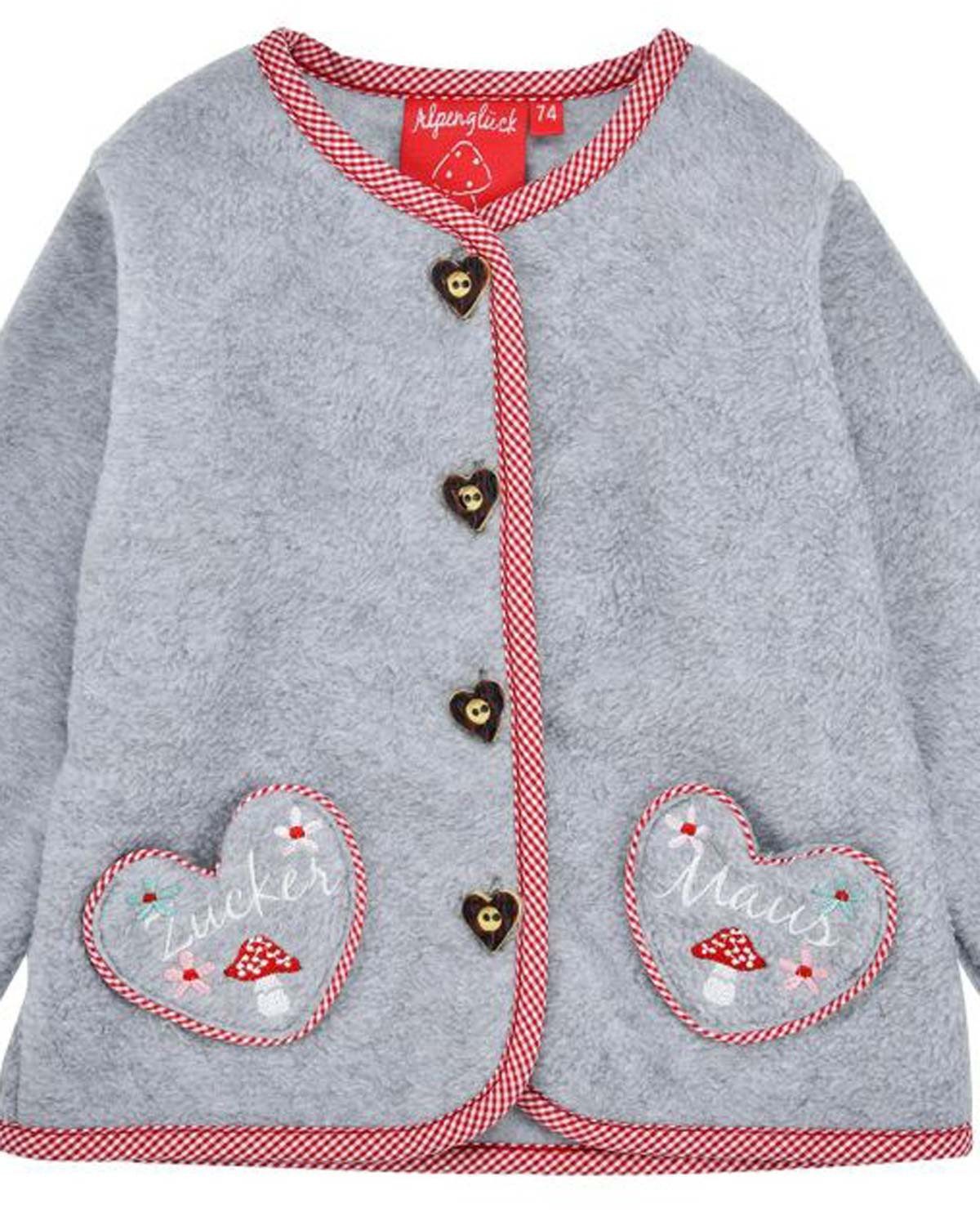 BONDI Strickjacke Baby Mädchen Fleecejacke 'Zuckermaus' 86933, Grey – Bild 2 von 3