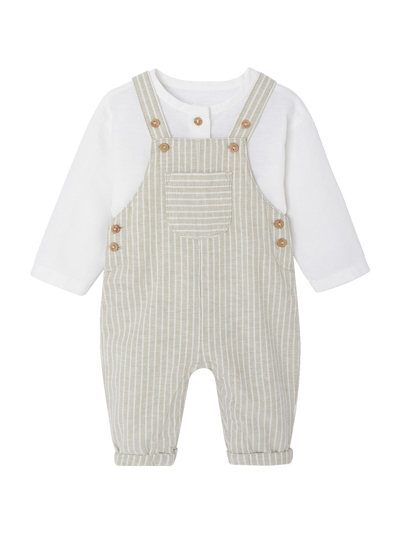 vertbaudet Overall Festliches Baby-Set: Latzhose & Hemd aus Leinenmix Set, Leinenmix