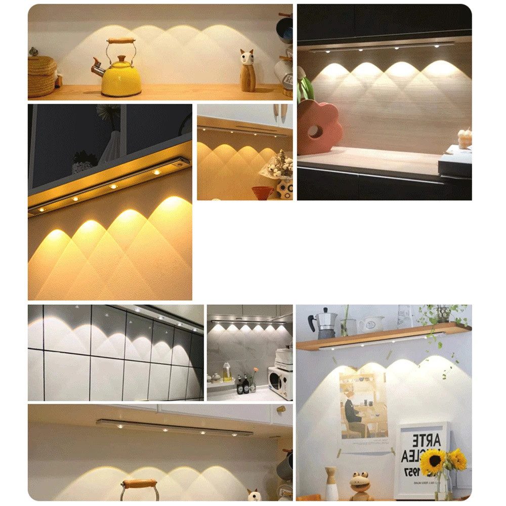 Athlix LED Unterbauleuchte LED Unterbauleuchte LED Unterbauleuchte kabellos, wiederaufladbar, LED fest integriert, mit Bewegungssensor, 60 Std. Laufzeit, 3000K- – Bild 4 von 5