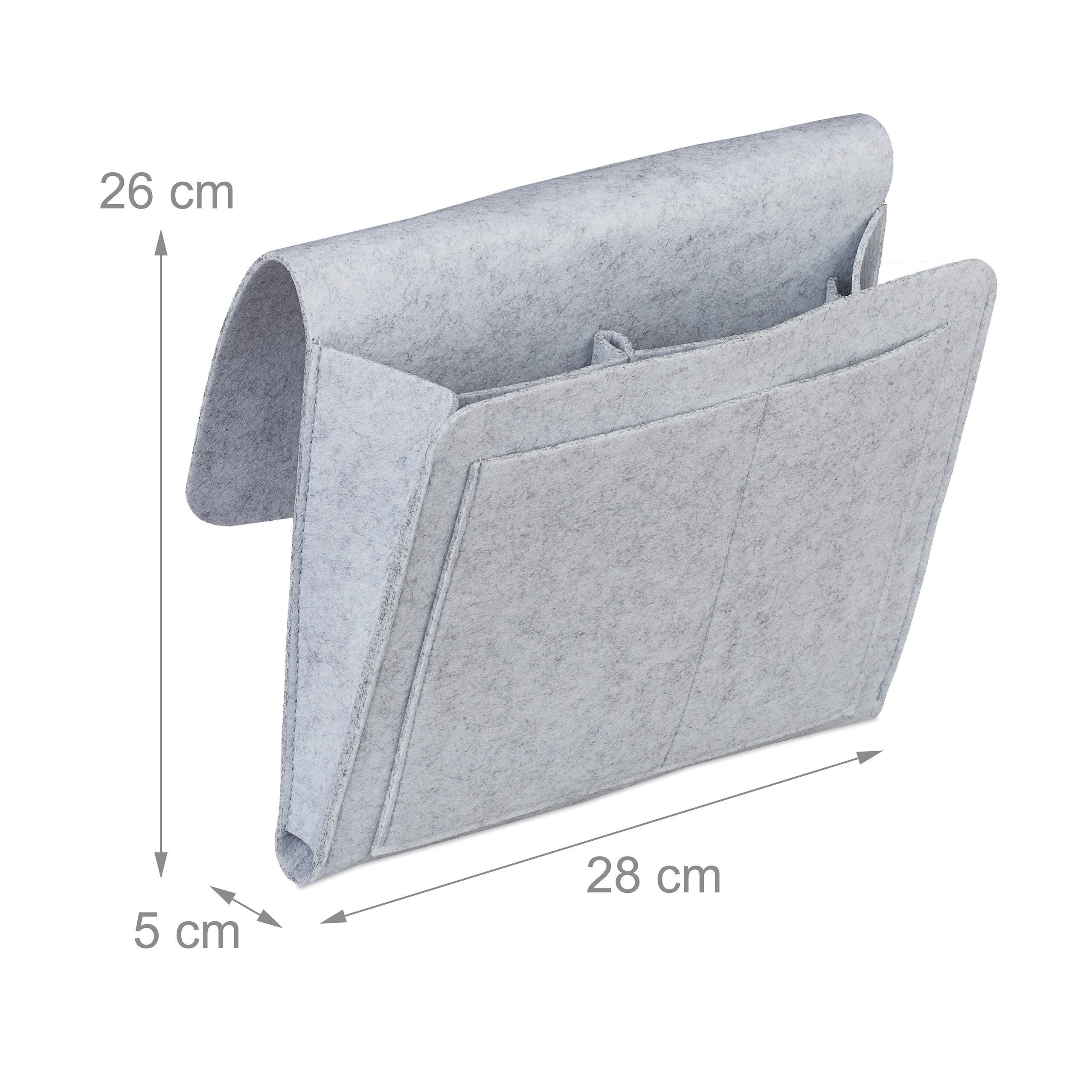 relaxdays Betttasche aus Filz (1-tlg), Hellgrau – Bild 4 von 5