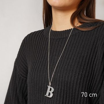 trendor Kette mit Anhänger mit Großem Buchstaben B 925 Silber