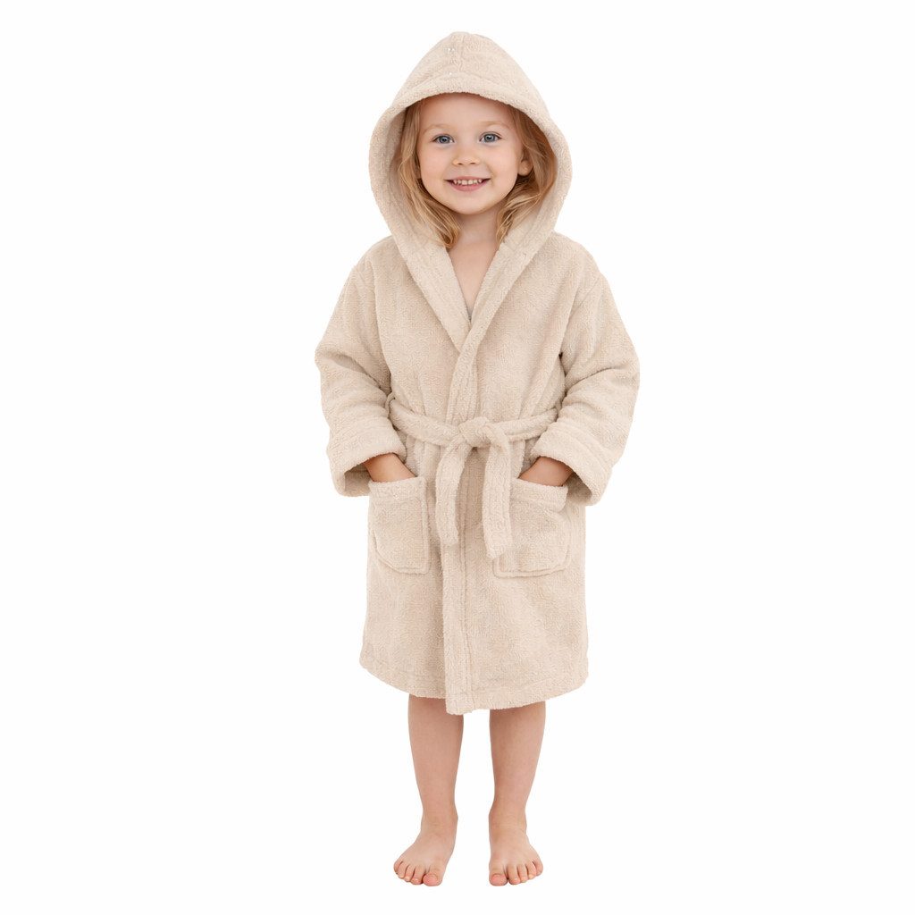 Toker Collection® Kinderbademantel Kinder Bademantel mit Kapuze – 100% Baumwolle, Kapuze, Gürtel, Hautsympatisch