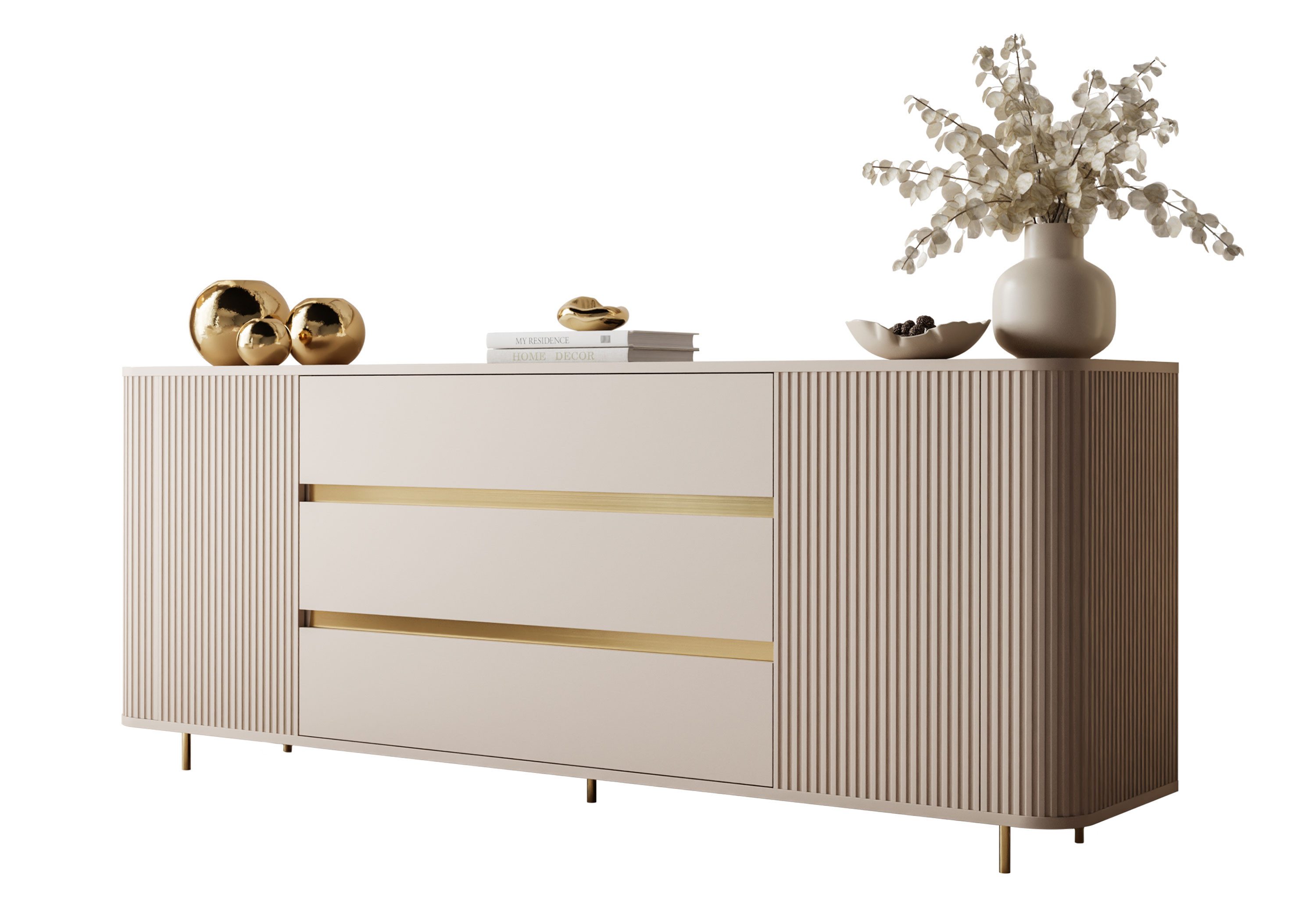 Lookway Kommode MIRAGE GOLD 2D3S mit gerillten Seiten und goldenen Details