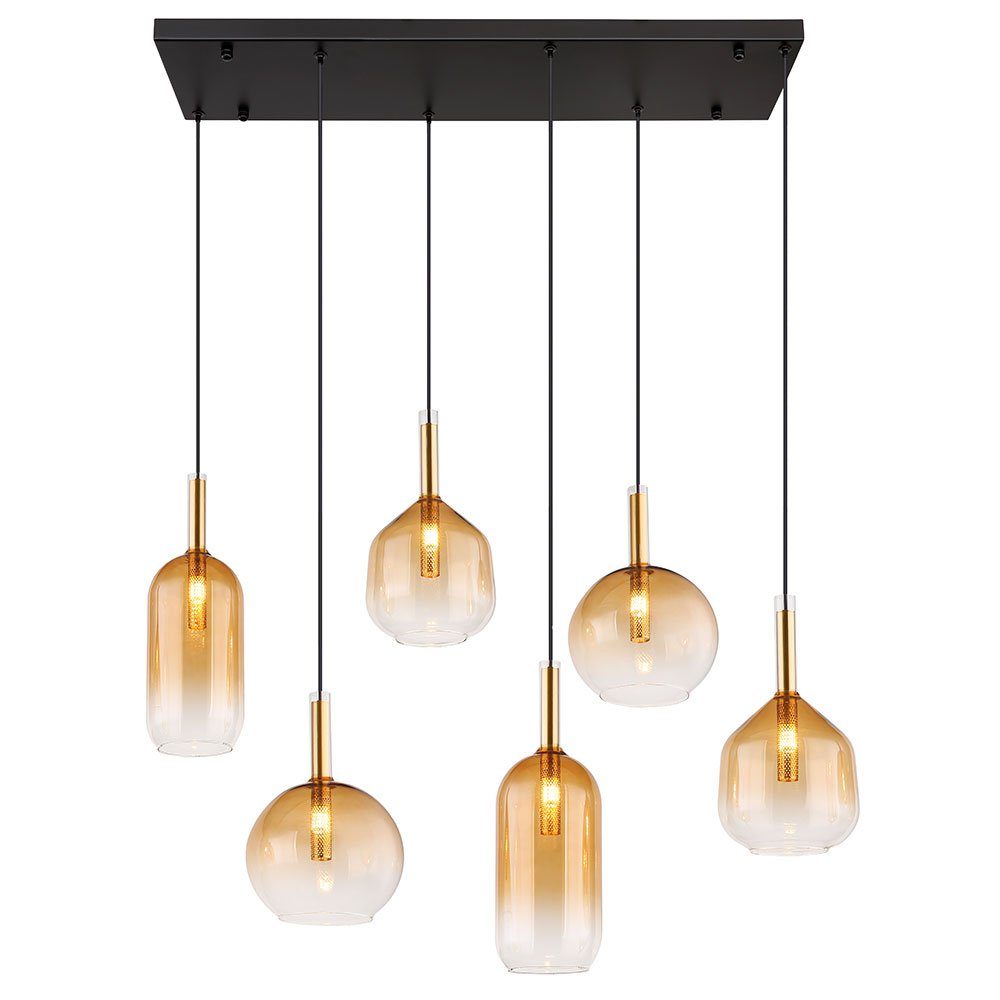GLOBO LIGHTING Hängeleuchte, Leuchtmittel nicht inklusive, Esstischlampe Hängeleuchte Pendellampe Glas amber Wohnzimmerleuchte H