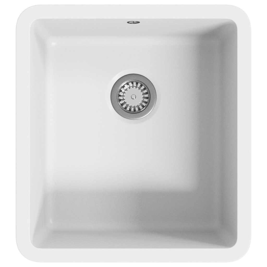 vidaXL Granitspüle Granitspüle Einzelbecken Weiß, 46/42 cm