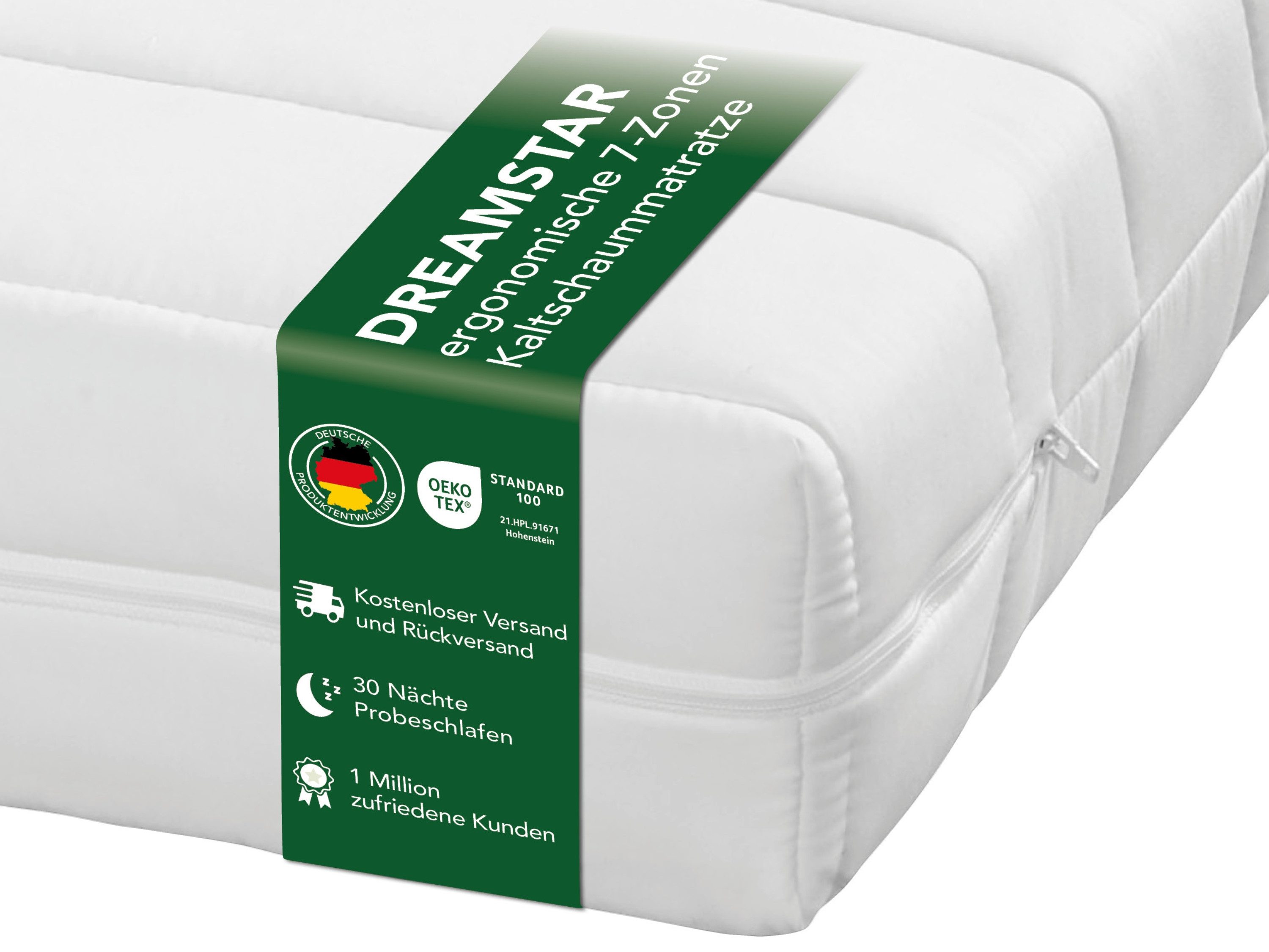 Kaltschaummatratze Bronze Duo, 7-Zonen Wendematratze mit zwei Liegeseiten H2&H3, Dreamstar, 15 cm hoch, wendbar, atmungsaktiv & allergikergeeignet - für jede Schlafposition