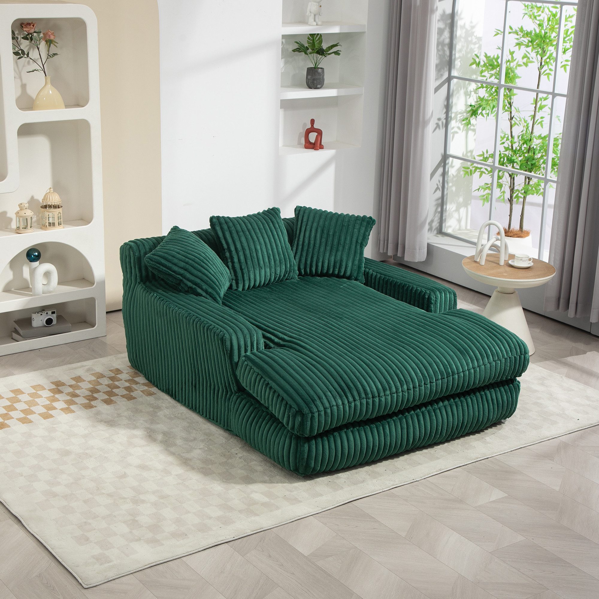 KLAM HOME Schlafsofa Modernes Cord-Schlafsofa Cloud Couch mit 3 Kissen, Luxus Sitzmöbel mit 150kg Belastbarkeit und ergonomischem Design, Bequemes Einzelsitz-Bodensofa für Wohnzimmer und Büro