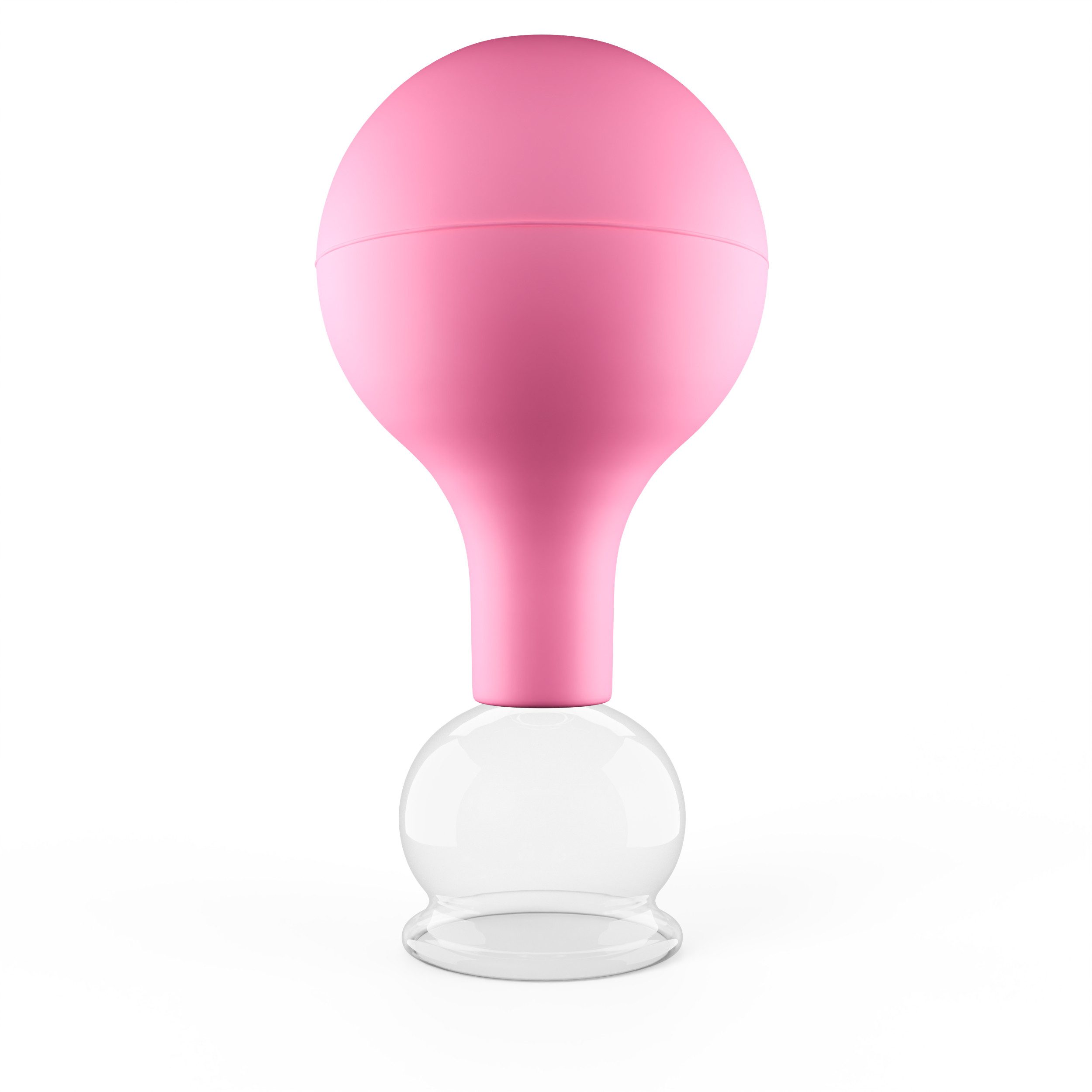pulox Vakuum-Massager Schröpfglas aus Echtglas mit Saugball - Diverse Farben und Größen, 32mm Pink