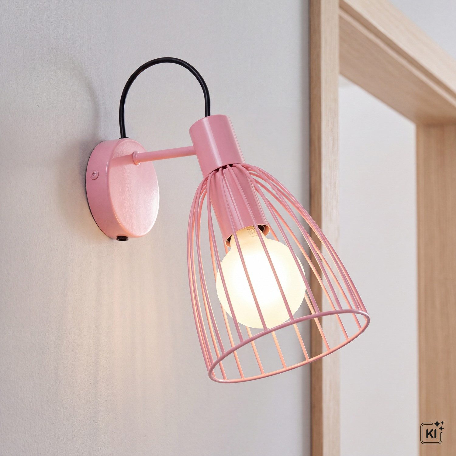 Licht-Erlebnisse Wandstrahler NAVIK, ohne Leuchtmittel, Pink Metall Draht Strahler Spot verstellbar E27 B:15 cm Kinderzimmer