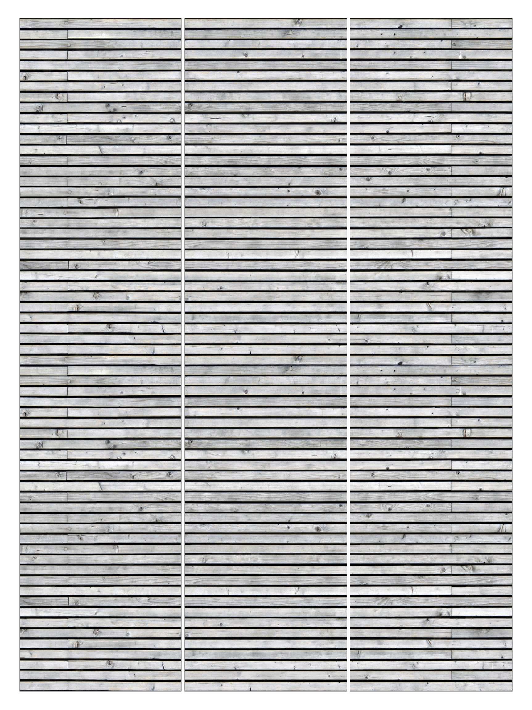 Schiebegardine modern Flächenvorhang blickdicht Holzwand schwarz weiß