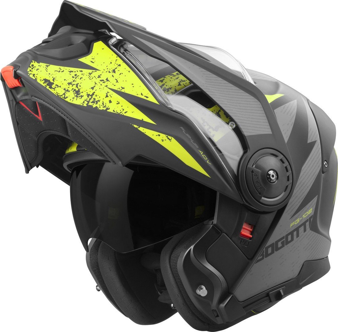 Bogotto Motorradhelm FG-102 Safari Fiberglas Enduro Klapphelm Helm, Vorbereitet Für Kommunikationssystem,geeignet Brillenträger,herau