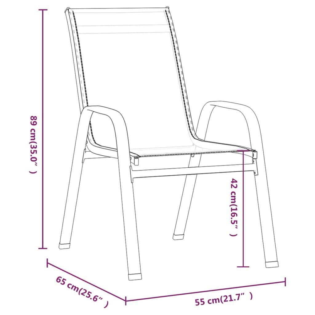 furnicato Gartenstühle 6 Braun Textilene Gartenstuhl Stapelbare Stk.