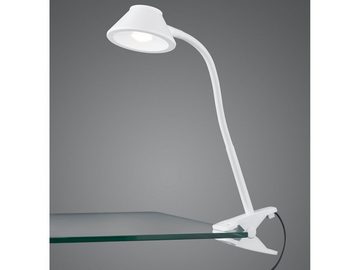 meineWunschleuchte LED Klemmleuchte, LED fest integriert, Warmweiß, 2er Set Schreibtischlampe Nachttischlampe Leselampe Bett Weiß 26cm