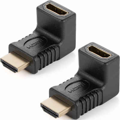 Poppstar HDMI Winkelstecker 90 Grad (TV Winkeladapter Eck) HDMI-Adapter HDMI zu HDMI, 2x Winkel Adapter für Verlängerung Kupplung Kabel, vergoldete Kontakte