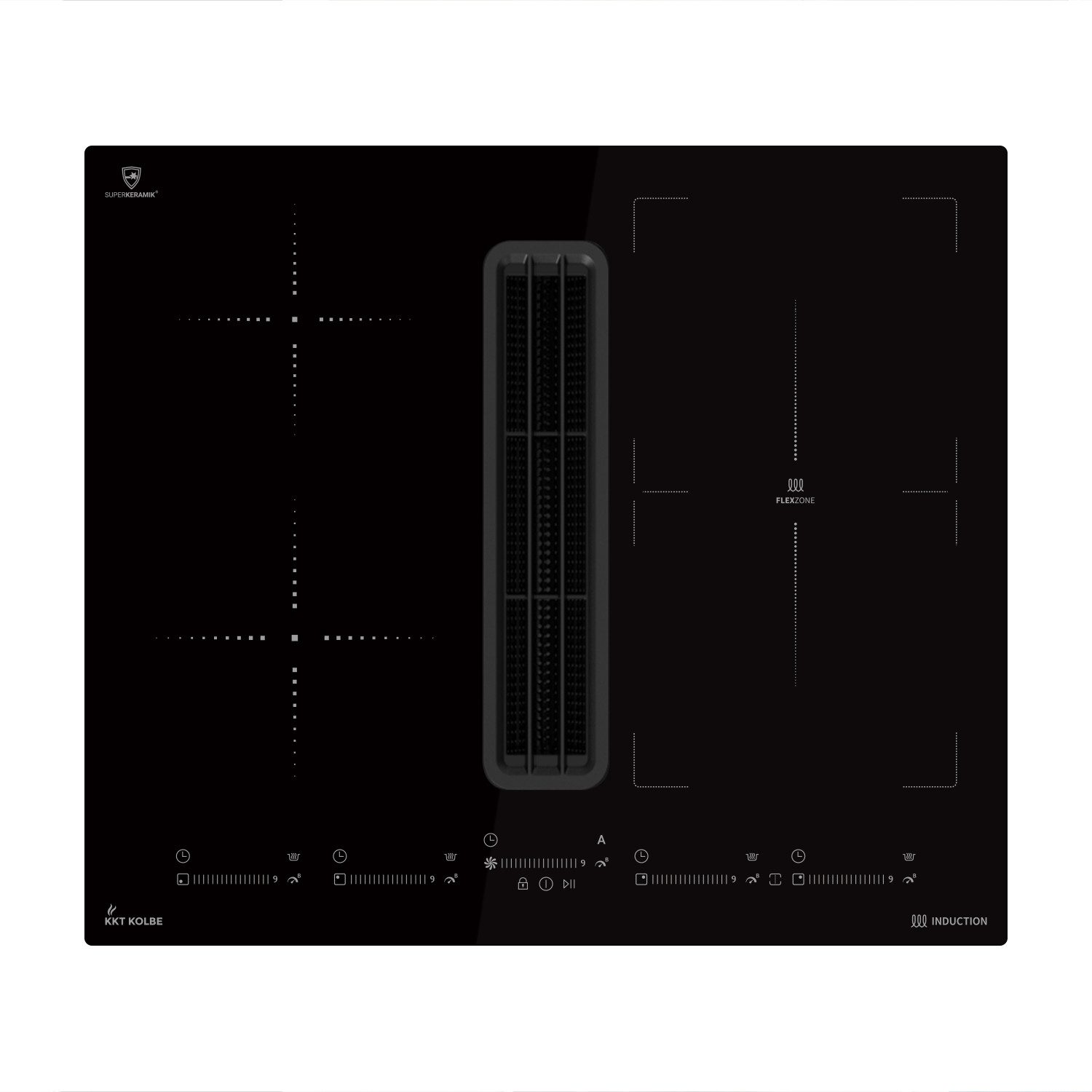 KKT KOLBE Induktions-Kochfeld IND600DRAFT, 60cm Kochfeld mit Dunstabzug Kochmulde Kochplatte Downdraft 4 Zonen
