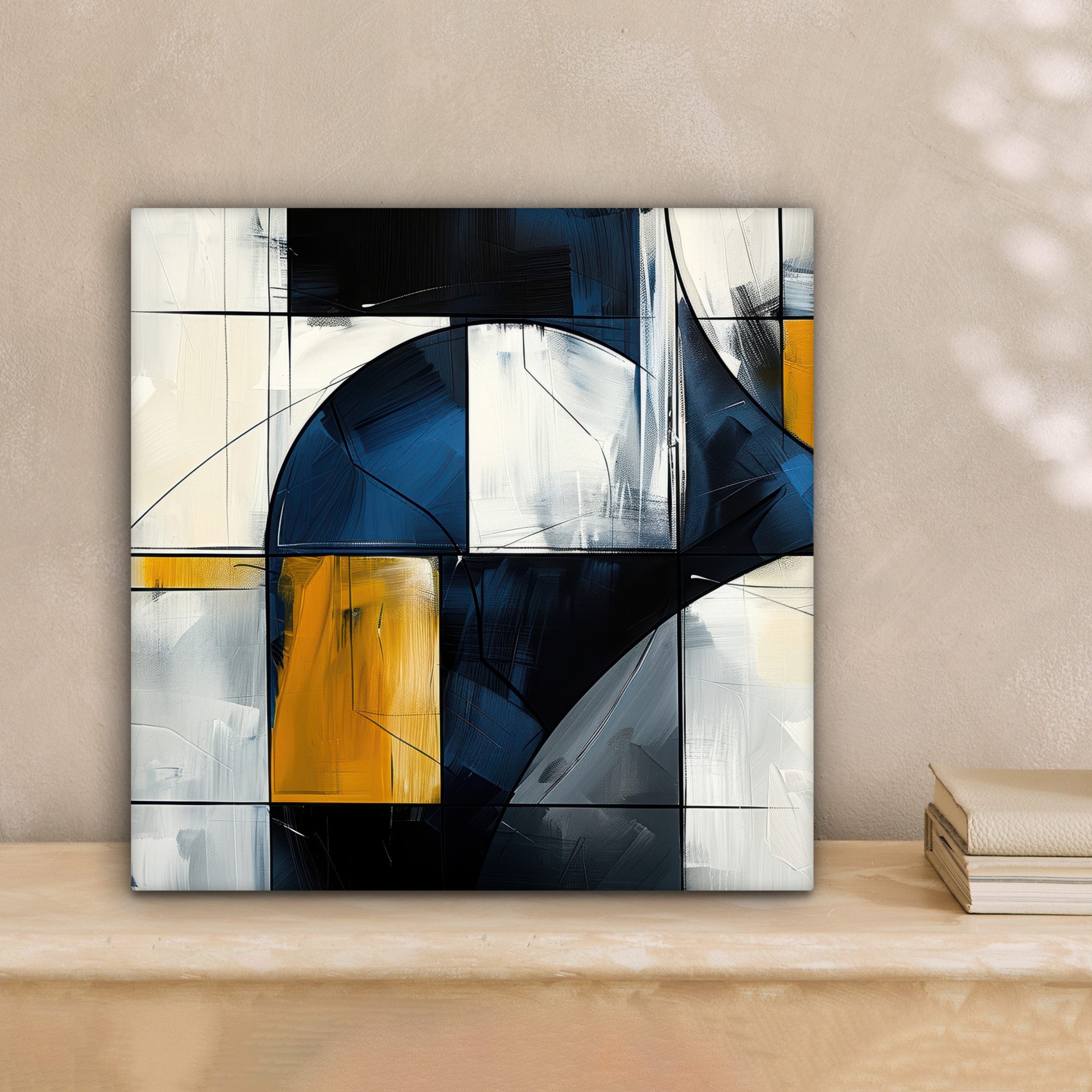 OneMillionCanvasses® Leinwandbild Abstrakt - Formen - Gold - Blau - Geometr günstig online kaufen