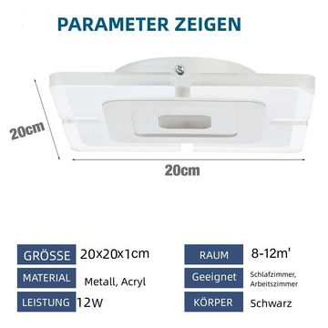 WILGOON Deckenleuchte LED Deckenleuchte, Wohnzimmer Schlafzimmer moderne Acryl Deckenlampe, LED fest integriert, Tageslichtweiß, 20x20 cm, ultraflach Wohnzimmer Panel Deckenleuchte