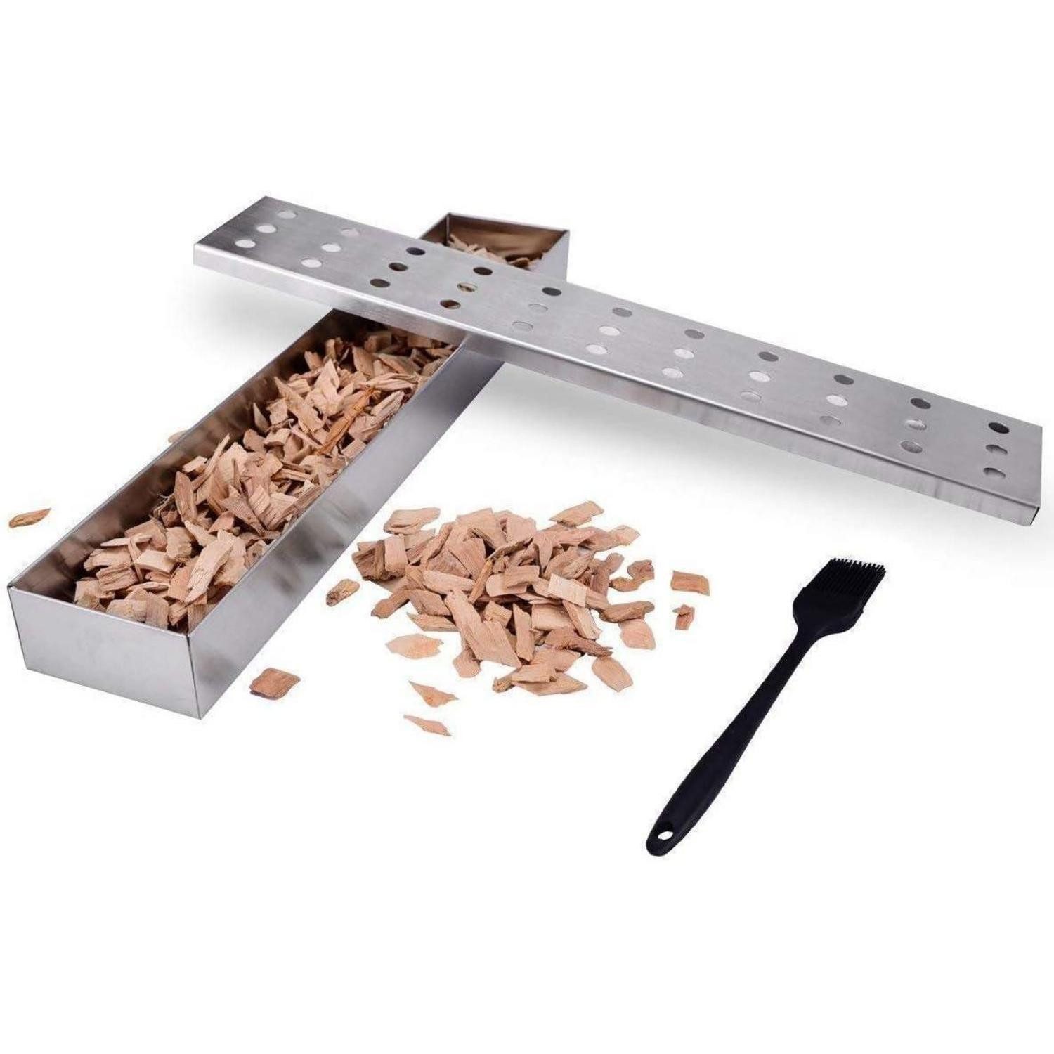LuxusKollektion Räucherschale Edelstahl Räucherbox für Gasgrill Räucherofen Tisch Grillzubehör