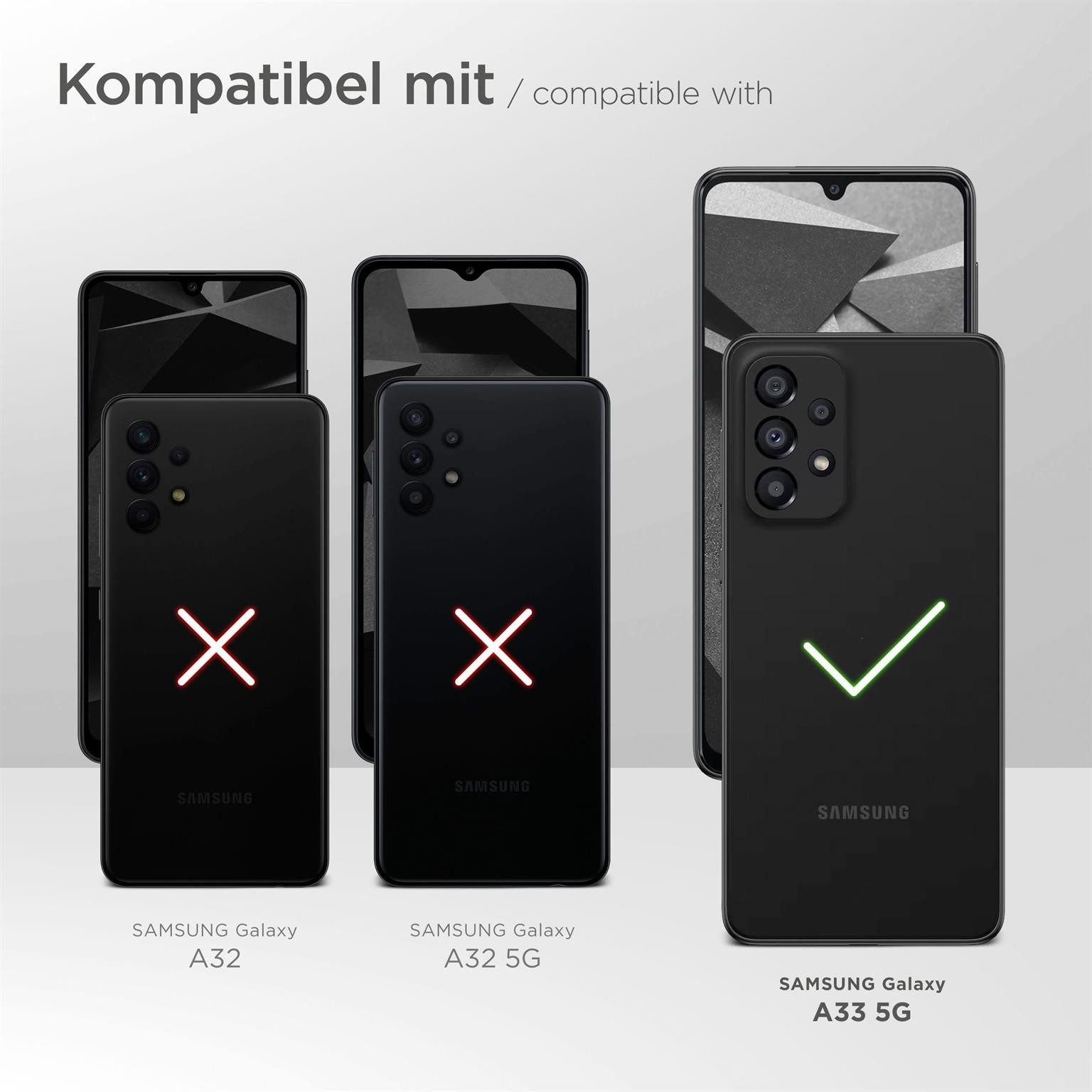 ONEFLOW Handyhülle für Samsung Galaxy A33 5G Premium Hülle Business Cover Schwarz 6,4 Zoll, 360 Grad Schutzhülle Flip Case Etui Klapphülle Dünn Leder Handy Tasche
