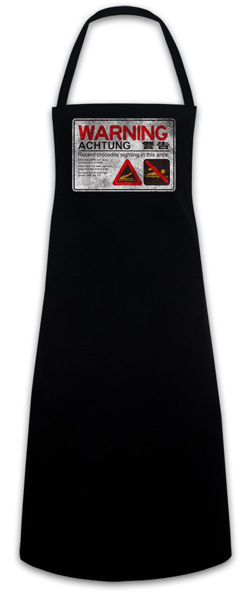 Urban Backwoods Kochschürze Crocodile Warning Sign II Grillschürze Shirt Warnung Krokodil