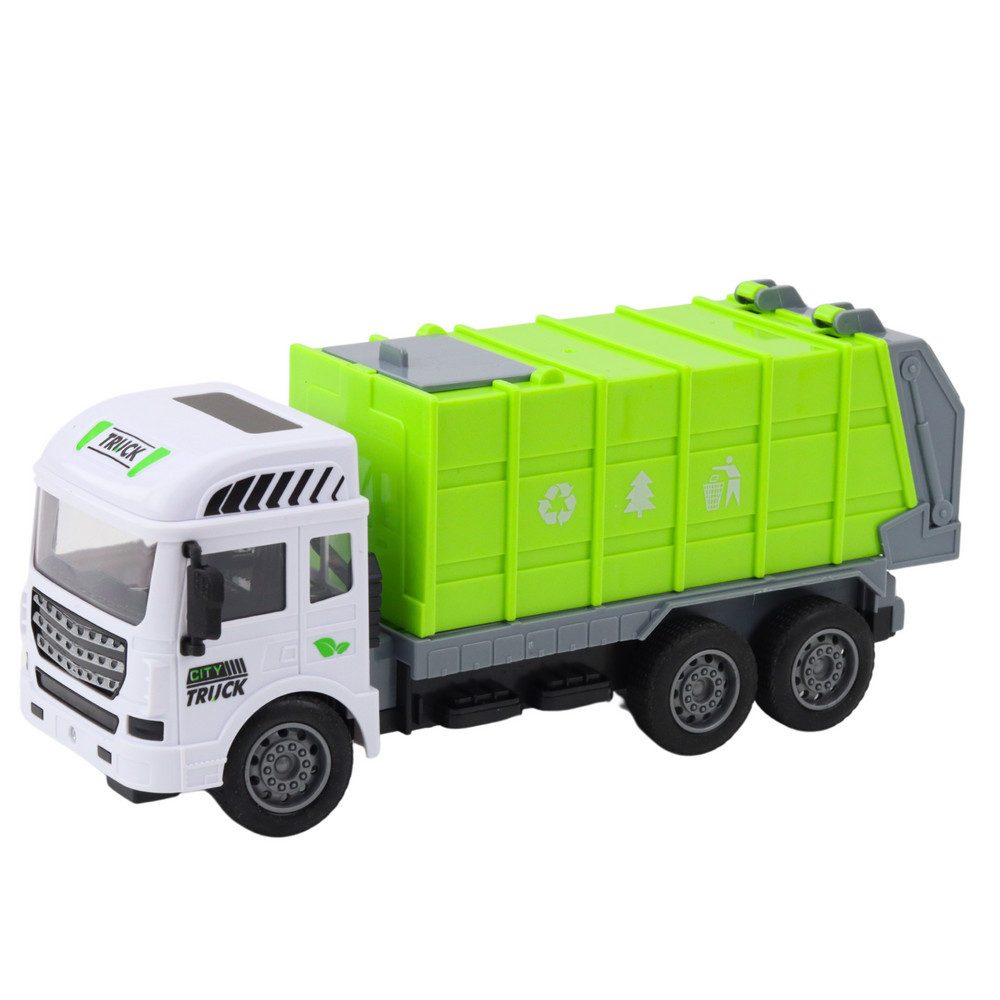 LEAN TOYS RC-Auto Müllfahrzeug Kommunalfahrzeug Spielzeuglaster (Spar-Set, 1-tlg., 25 x 11 x 8 cm beweglich), Lichteffekte, bewegliche Heckklappe, 27 MHz Funk