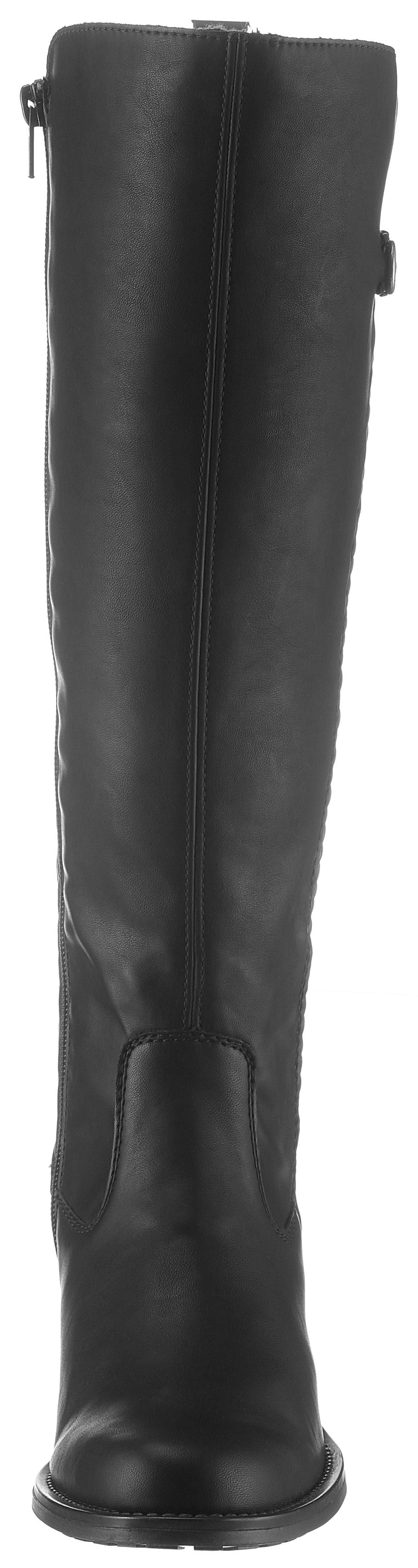 Rieker Stiefel, Langschaftstiefel, Blockabsatz, Stretch, mit Schnallenverzierung
